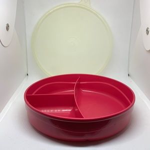 Tupperware Microwave Reheatable Round 3 Section Divided Container Bowl 2552